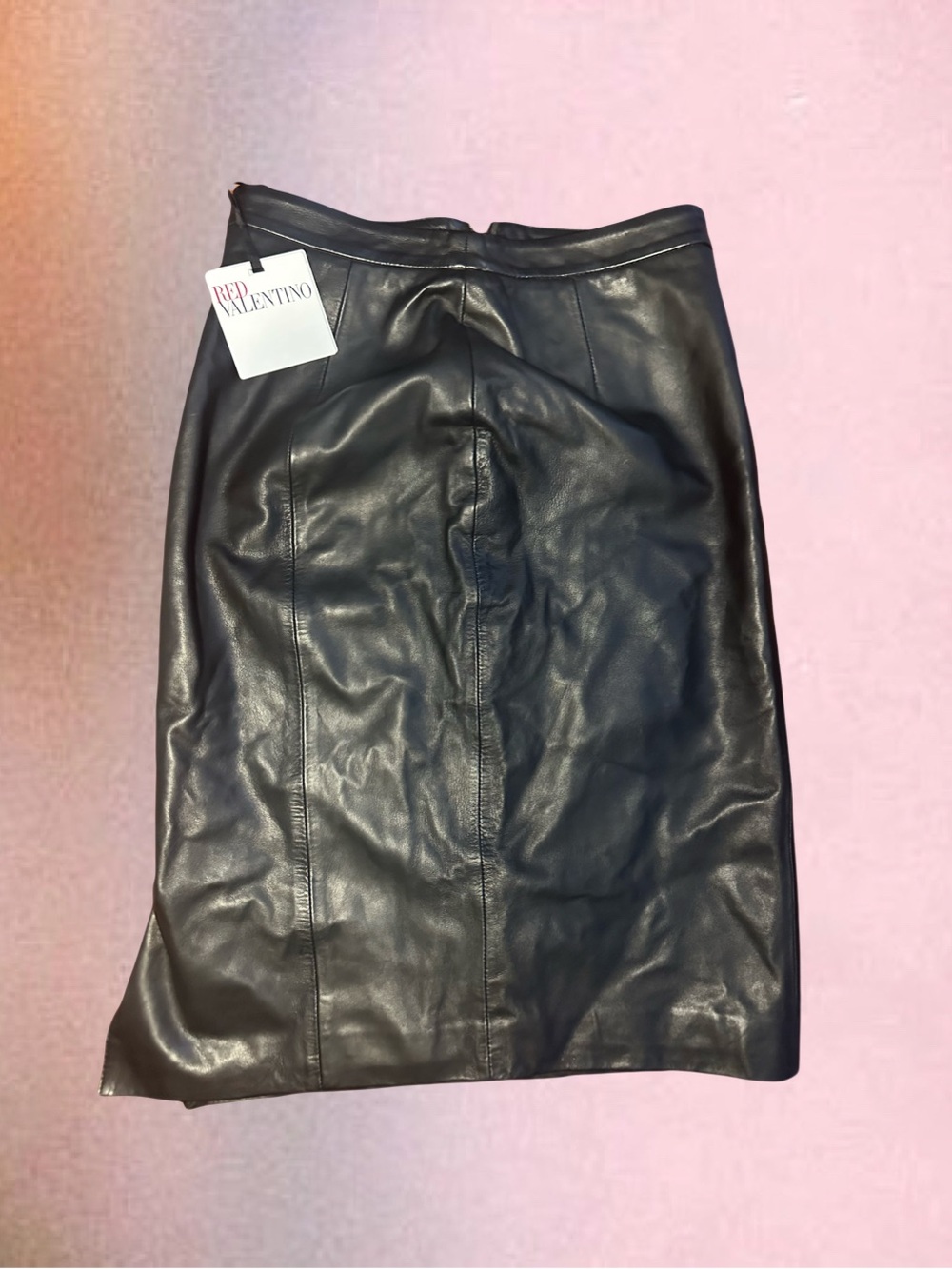 RED Valentino Black Leather Pencil Skirt